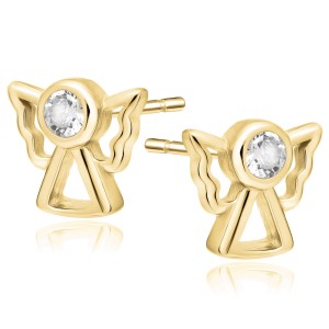 Cercei argint placati cu aur galben Ingeras cu piatra DiAmanti Z1746EG_W-DIA (Argint 925‰ 0,9 g.)